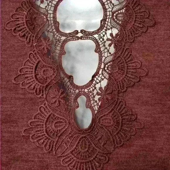 Candie's Faux Wrap Sweater Dress Small Burgundy - Picture 4 of 6